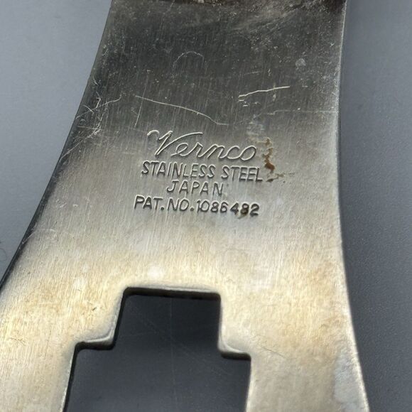 Vtg Vernco BBQ Grill Spatula Serrated Edge Bottle Opener Wood Handle Stainless - Picture 2 of 8